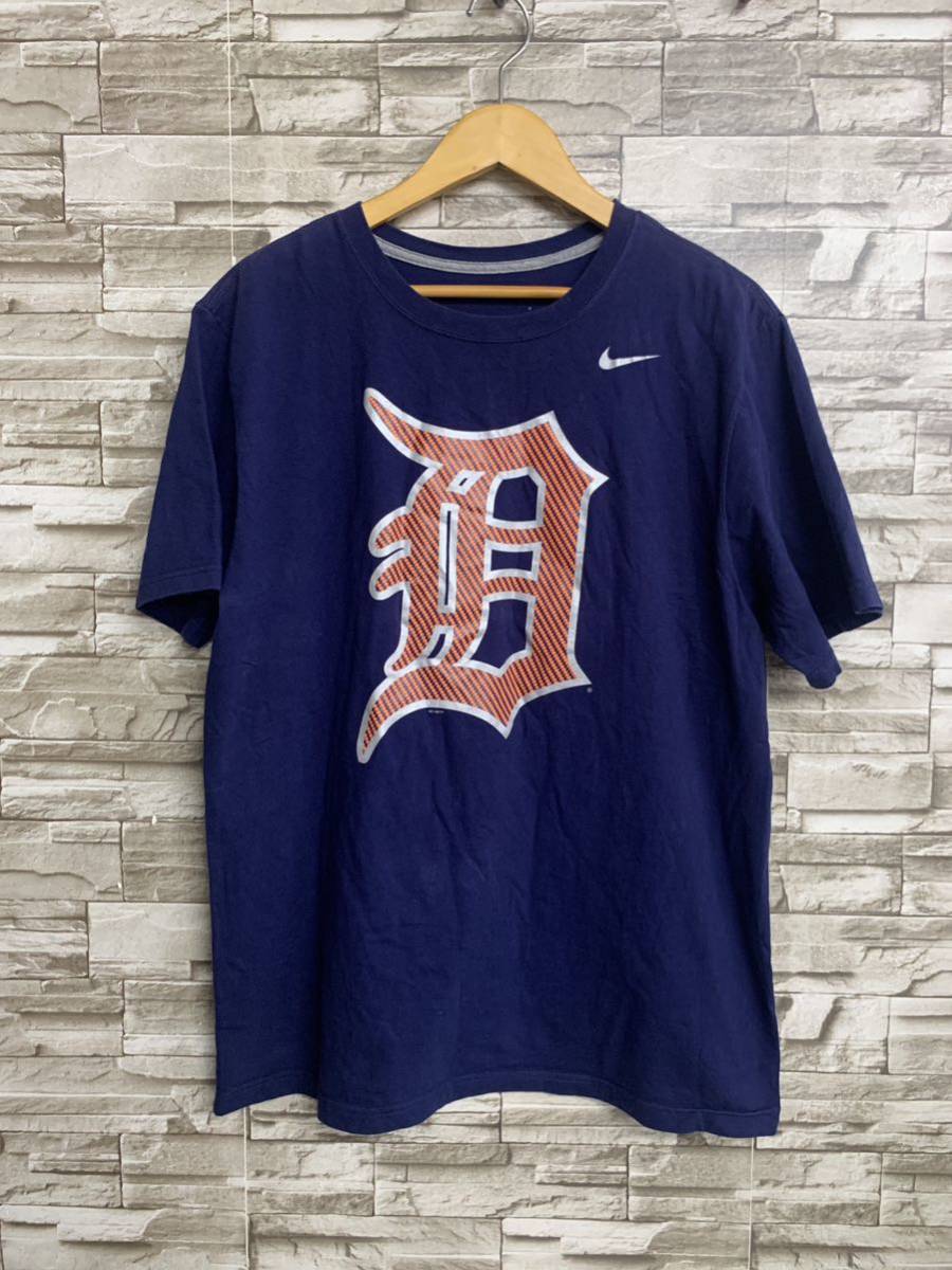 NIKE ナイキ Tシャツ Tee L 半袖 半袖Tシャツ デトロイトタイガース メジャーリーグ ネイビー ブルー拍卖