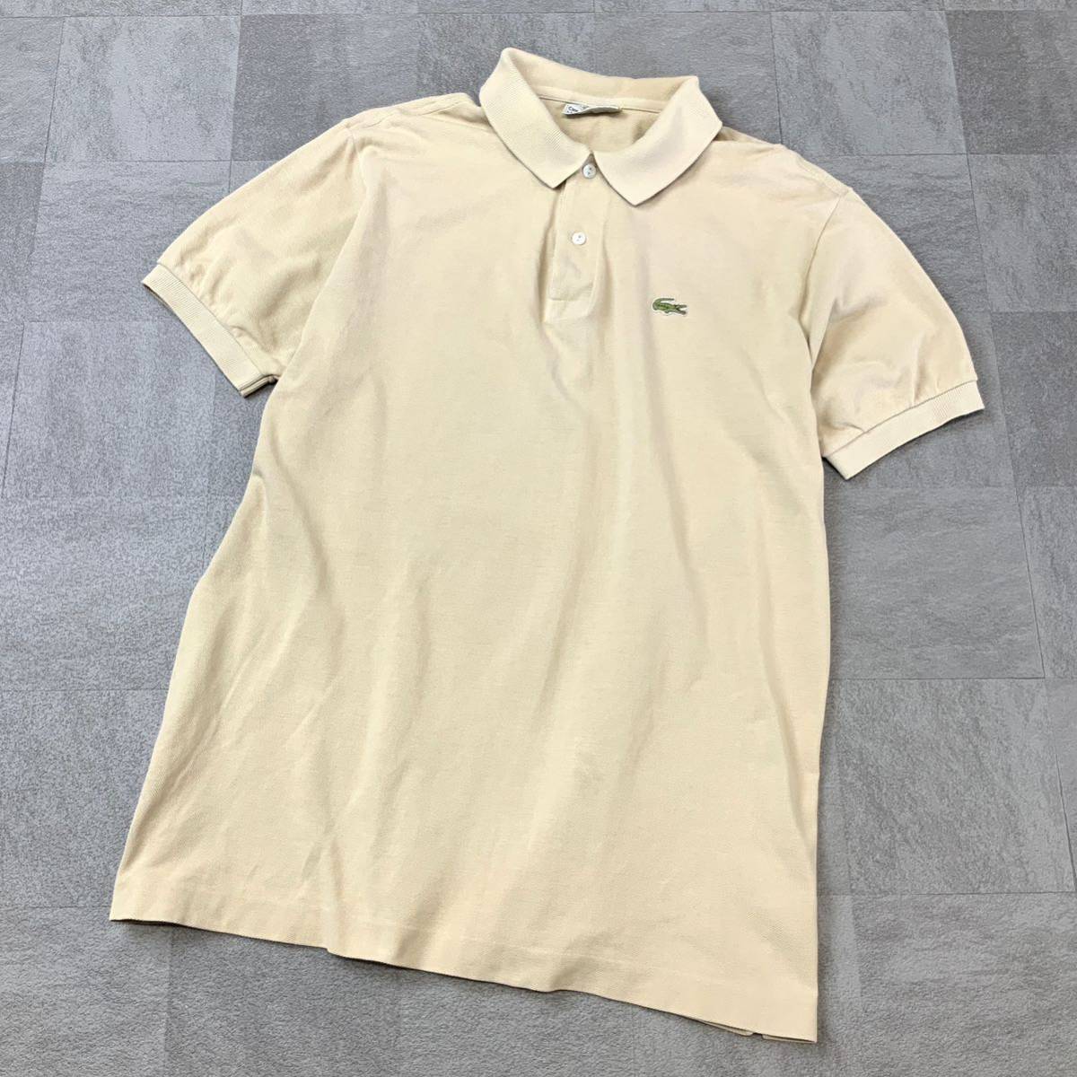 美品 希少 70‘s フランス製 CHEMISE LACOSTE フレンチ ラコステ 大きいサイズ 鹿子 半袖 ポロシャツ メンズ サイズ6 XL ベージュ拍卖