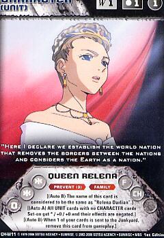 ガンダムウォー(米国版)3 白 CH-W11 女王(クィーン)リリーナ QUEEN RELENA GUNDAM WAR BINDING FATE レアカード ガンダムW拍卖