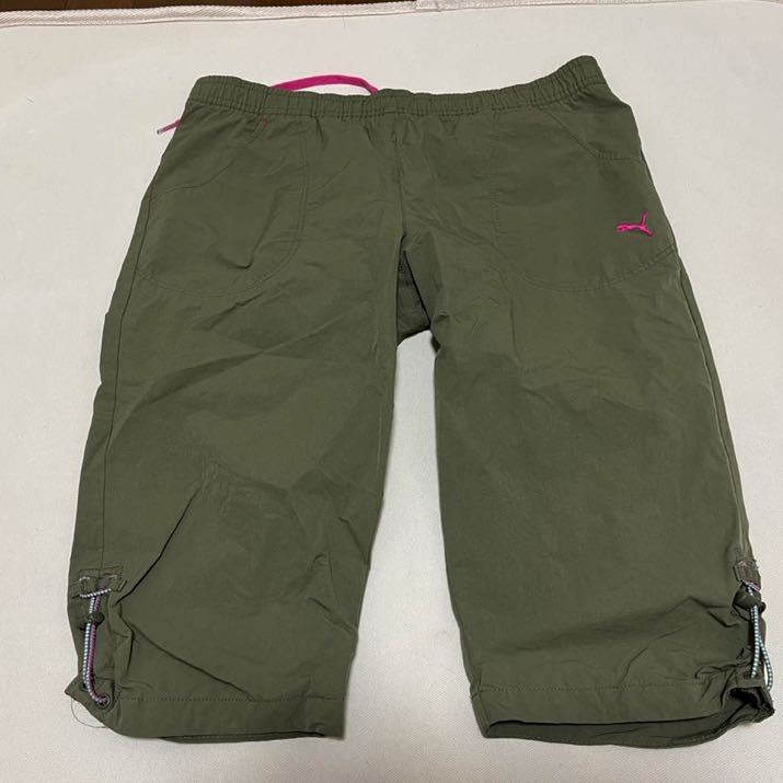 PUMA プーマ ウエストゴム ストレッチ クロップドパンツ カーゴパンツ Oサイズ XL カーキ オリーブ拍卖