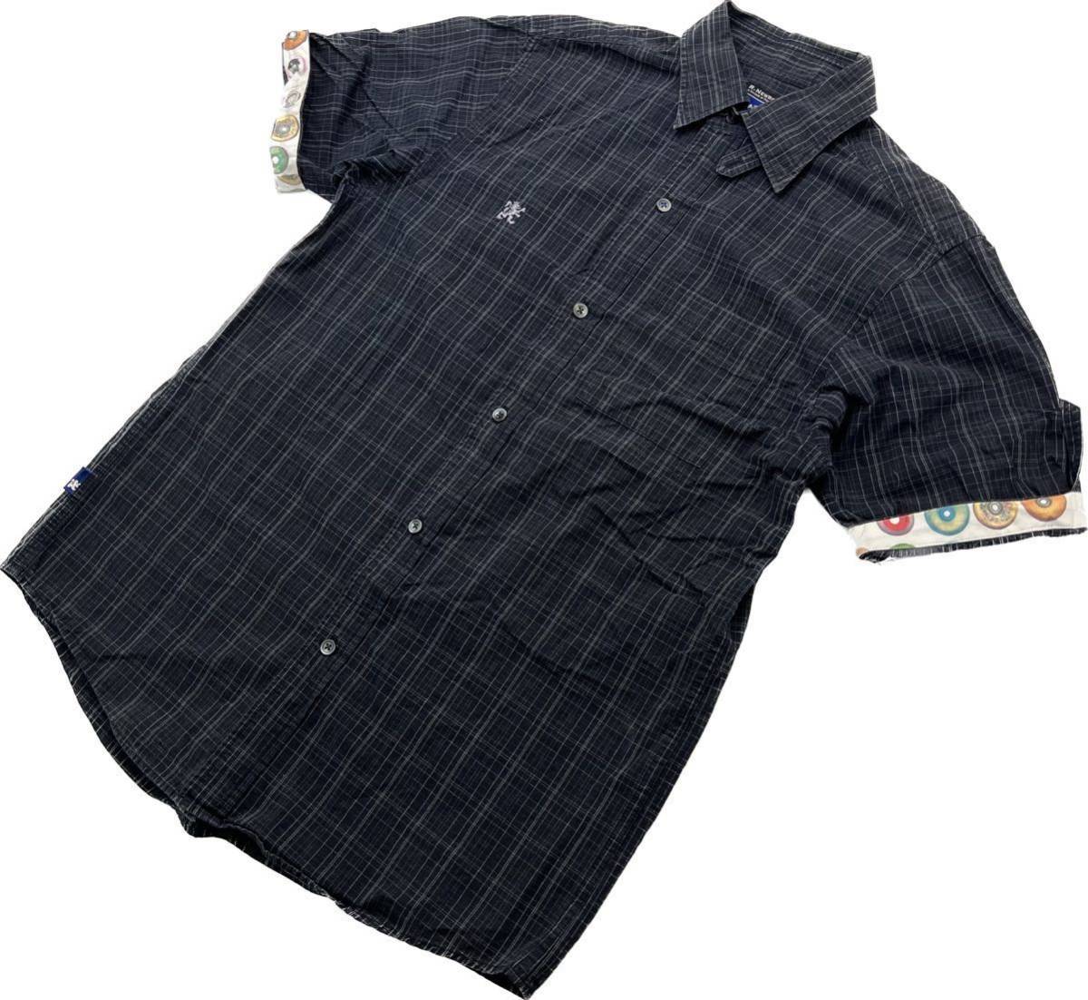 R.NEWBOLD ☆ 春夏 袖デザイン◎ 半袖 チェック シャツ ダークネイビー M アメカジ オシャレ 大人カジュアル アールニューボールド■ED241拍卖