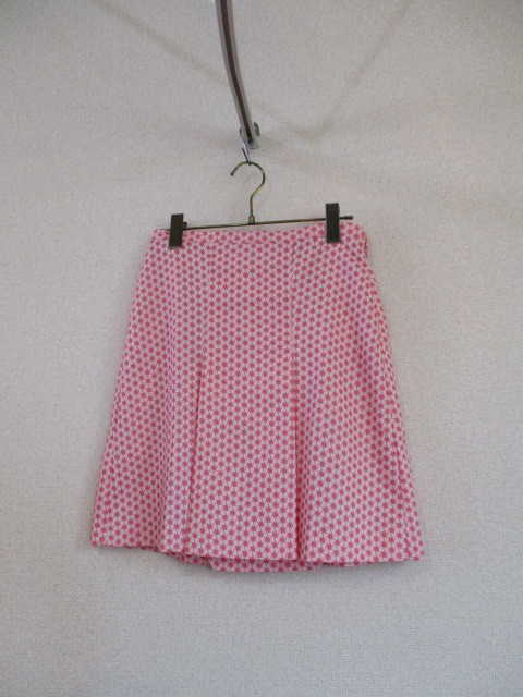 iBLUESピンク幾何学プリント膝丈ボックスプリーツスカート80718)拍卖