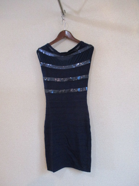 ADOLFO DOMINGUEZアドルフドミンゲス紺ノースリーブニットワンピ(81718)拍卖