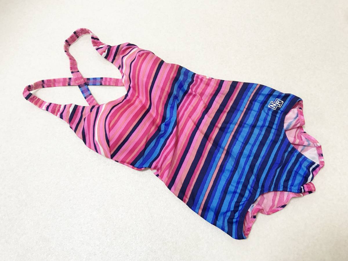 ●水着 9M●ニナリッチ【NINA RICCI】フランス製素材使用/カラフルボーダー・ワンピース水着拍卖