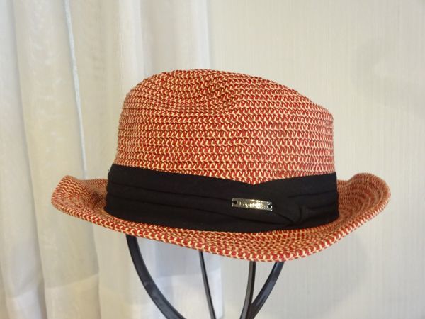 △ EdgeCity ▽メンズ・紳士 赤色模様入 サイズ57cm〜59cm ペーパーハット キャップ 帽子 EDGE CITY拍卖