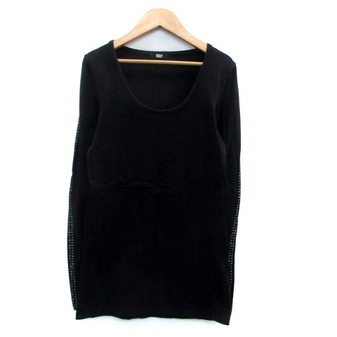 スライ SLY Tシャツ カットソー Uネック 長袖 ラインストーン 2 黒 ブラック /HO31 レディース拍卖