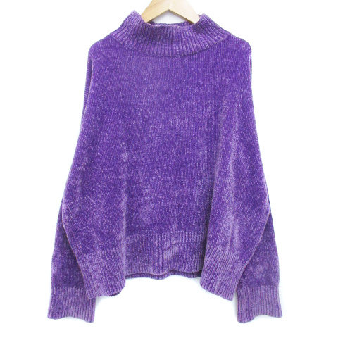 アーバンリサーチ URBAN RESEARCH モールニット セーター 長袖 ハイネック 無地 F 紫 パープル /FF31 レディース拍卖