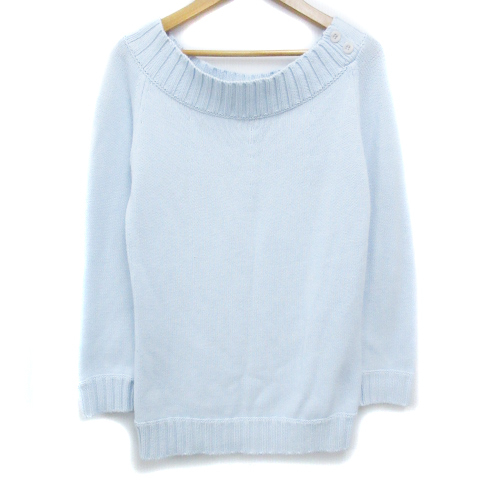 エフデ ef-de ニット セーター 長袖 オフショルダー 無地 9 水色 ライトブルー /FF43 レディース拍卖