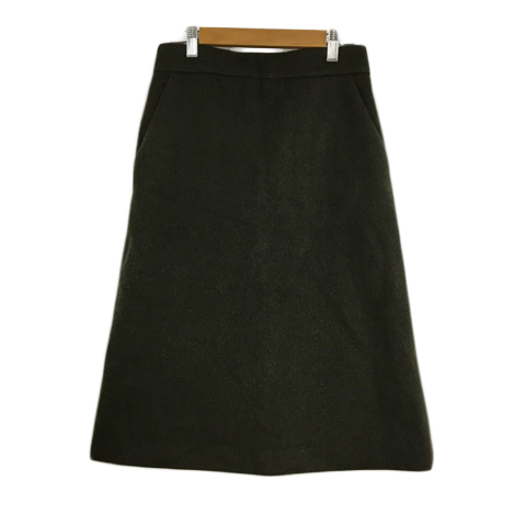 クローラ crolla スカート 台形 ミモレ 膝下 ウール 無地 36 緑 グリーン レディース拍卖