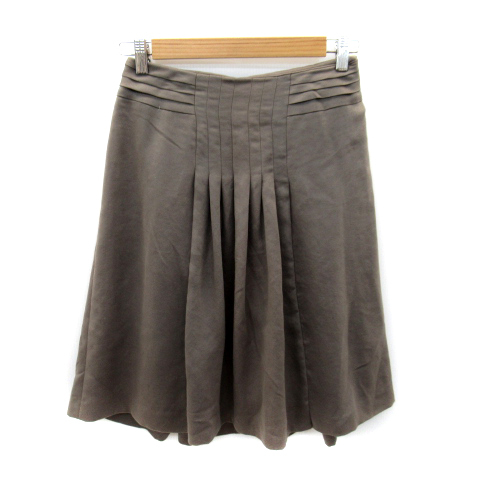 ミッシェルクラン MICHEL KLEIN フレアスカート ミモレ丈 無地 スエード調 38 チャコールグレー /SY21 ■MO レディース拍卖