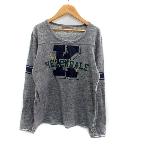 シップスジェットブルー SHIPS JET BLUE Tシャツ カットソー ラウンドネック 長袖 プリント 刺繍 M グレー 紺 ネイビー /HO37 メンズ拍卖