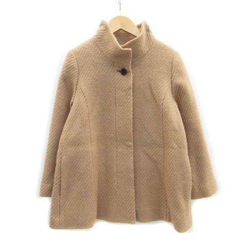 ロートレアモン LAUTREAMONT スタンドカラーコート ショート丈 ウール 38 ベージュ /MS5 レディース拍卖