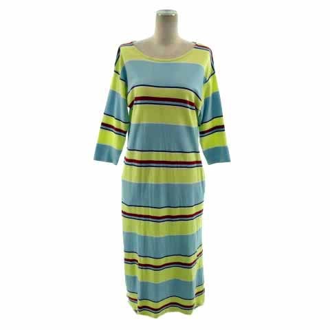 ロデオクラウンズワイドボウル RODEO CROWNS WIDE BOWL RCWB ワンピース 七分袖 ロング丈 コットン ボーダー 青系 黄色 エンジ 紺 白 M拍卖