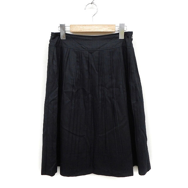 モザイク MOSAIQUE ランダム プリーツスカート ひざ下丈 無地 ウール混 38 ブラック 黒 /FT18 レディース拍卖