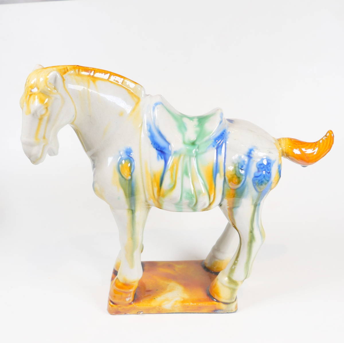 ♪★中国 古玩 古美術 唐三彩 馬 陶器 置物 高さ21.5cm拍卖