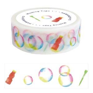 マスキングテープ 濱文様 2023年新作 七色シャボン玉 紙テープ マステ 和紙テープ 15mm x 5m メール便対応 ポイント消化拍卖
