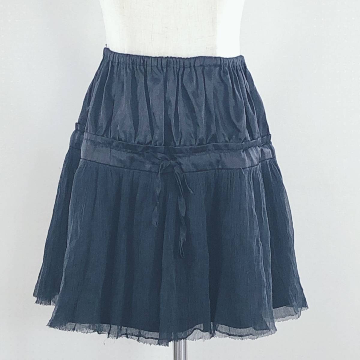 AS0737 レディース ボトムス フレアスカート ミニ丈 薄手 ウエストゴム リボン付き Sサイズ ブラック 黒 ゴシック ガーリー キュート 春夏拍卖