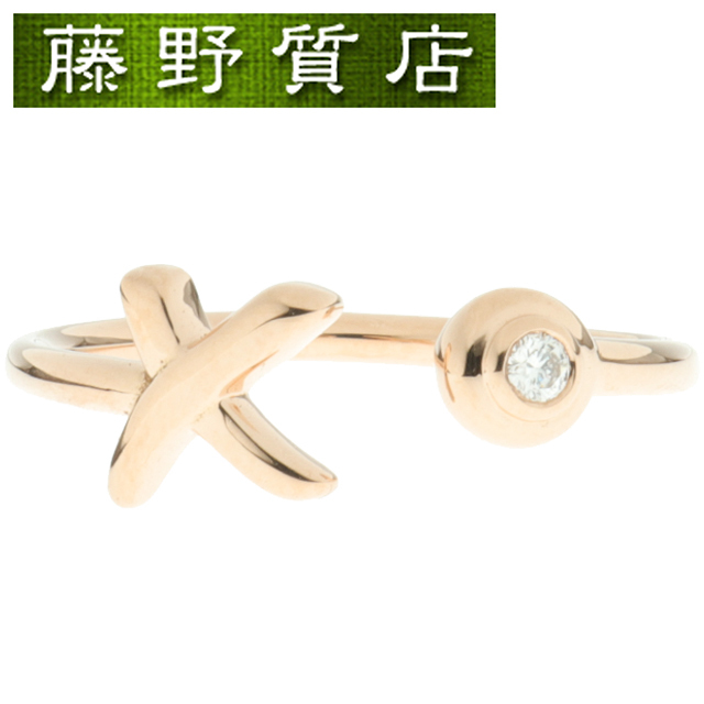 (新品仕上げ済)ティファニー TIFFANY キス ダイヤ リング 1PD K18 PG ピンクゴールド × ダイヤ 指輪 約13.5号 8878拍卖