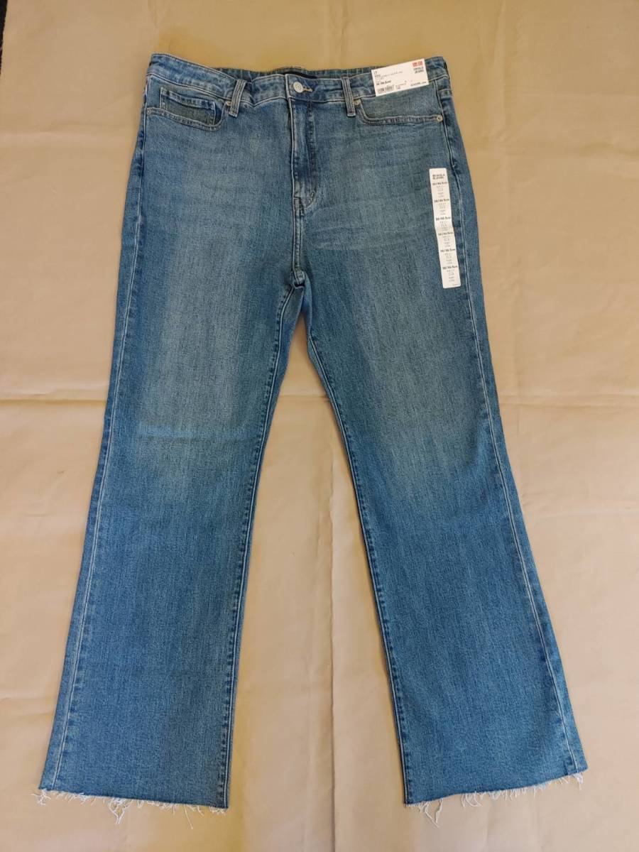 ★【新品】UNIQLO ユニクロ WOMEN ハイライズスキニー フレアアンクルジーンズ+ ウエスト34(86.5cm) 66Blue拍卖