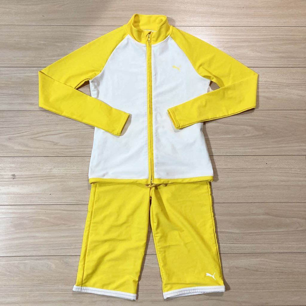 PUMA プーマ 水着 ラッシュガード 上下セット セットアップ Mサイズ 黄色 白 レディース拍卖