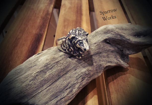 ★ライオン リング silver925 オリジナル ハンドメイド 日本製 22号指輪★LION 動物 いぶし銀 スターリングシルバー バイカー アクセサリー拍卖