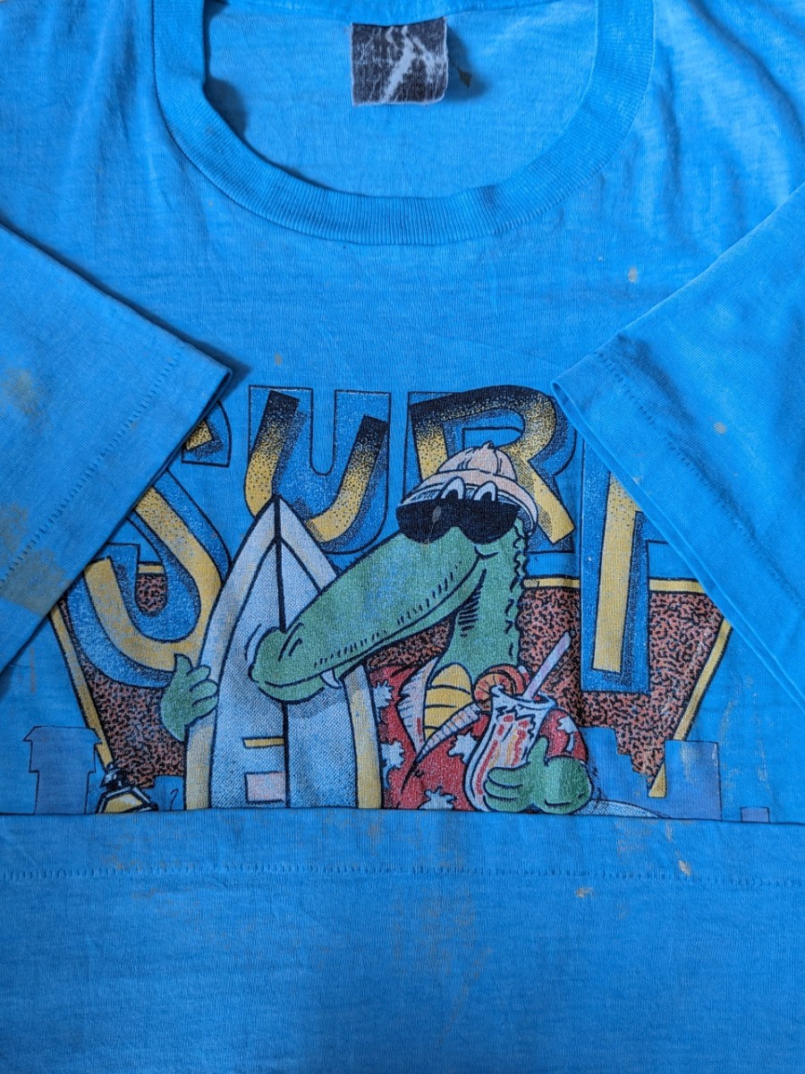1980s☆ Unkown SURF T-Shirt LightBlue Rare Vintage 80年代 Tシャツ ビンテージ USA製 サーフ シングルステッチ拍卖