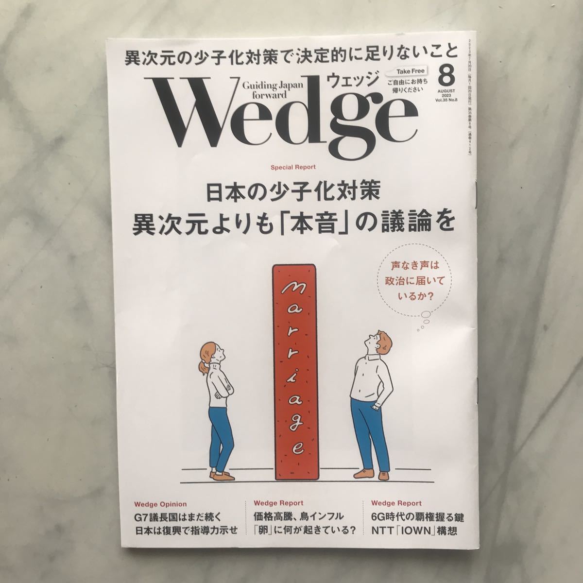 ウエッジ Wedge 2023年8月号 日本の少子化対策 異次元よりも「本音」の議論を JR車内誌新幹線拍卖