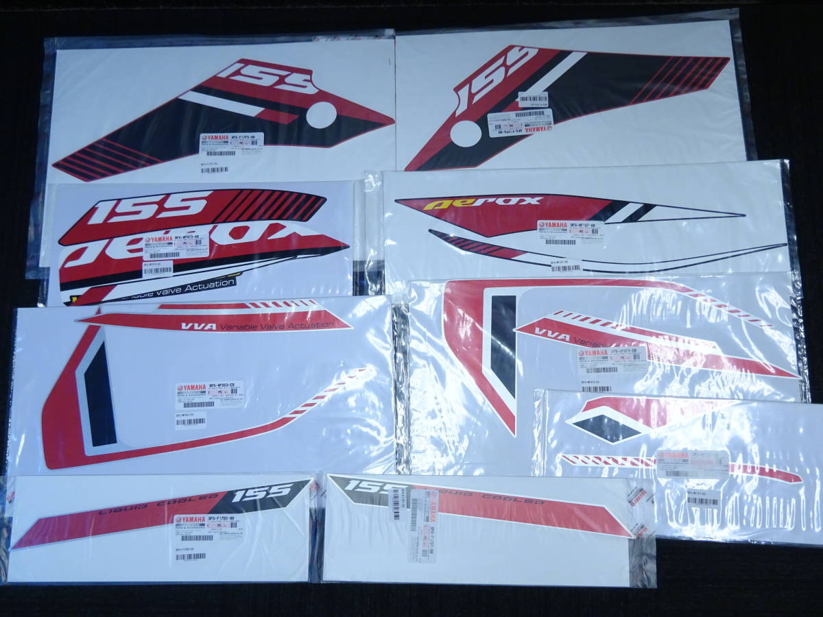AEROX155 グラフィック セット ヤマハ純正 デカールセット エアロックス155 赤 レッド NVX155 GENUINE PARTS THAI YAMAHA RED拍卖