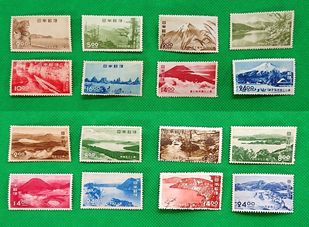 吉野熊野/第2次富士箱根/阿寒/十和田国立公園/各4種完/お値段以上/上級品質/NH/美品/シワ無/シミ無/糊艶良好/フレッシュ/No.99拍卖