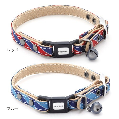 激安即決★ペティオ シャルマン キャットカラー ストライプ M レッド★新品拍卖