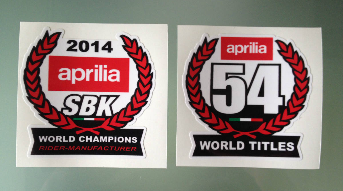 送料無料 Aprilia 2014 World Super Bike Champions Decals Stickers アプリリア ステッカー シール デカール 80mm x 78mm セット拍卖