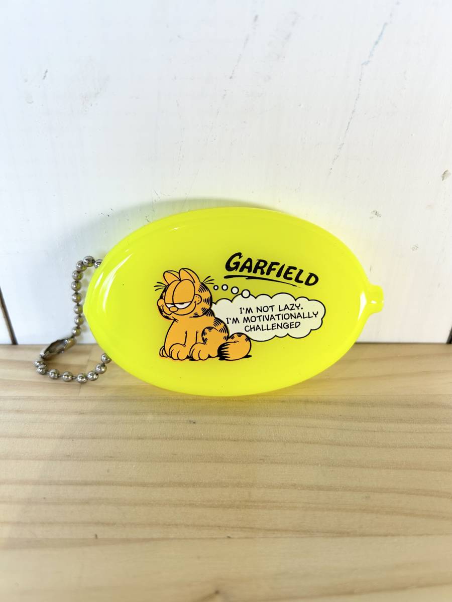 【新品】ガーフィールド ラバー コインケース イエロー キーチェーン キーホルダー拍卖