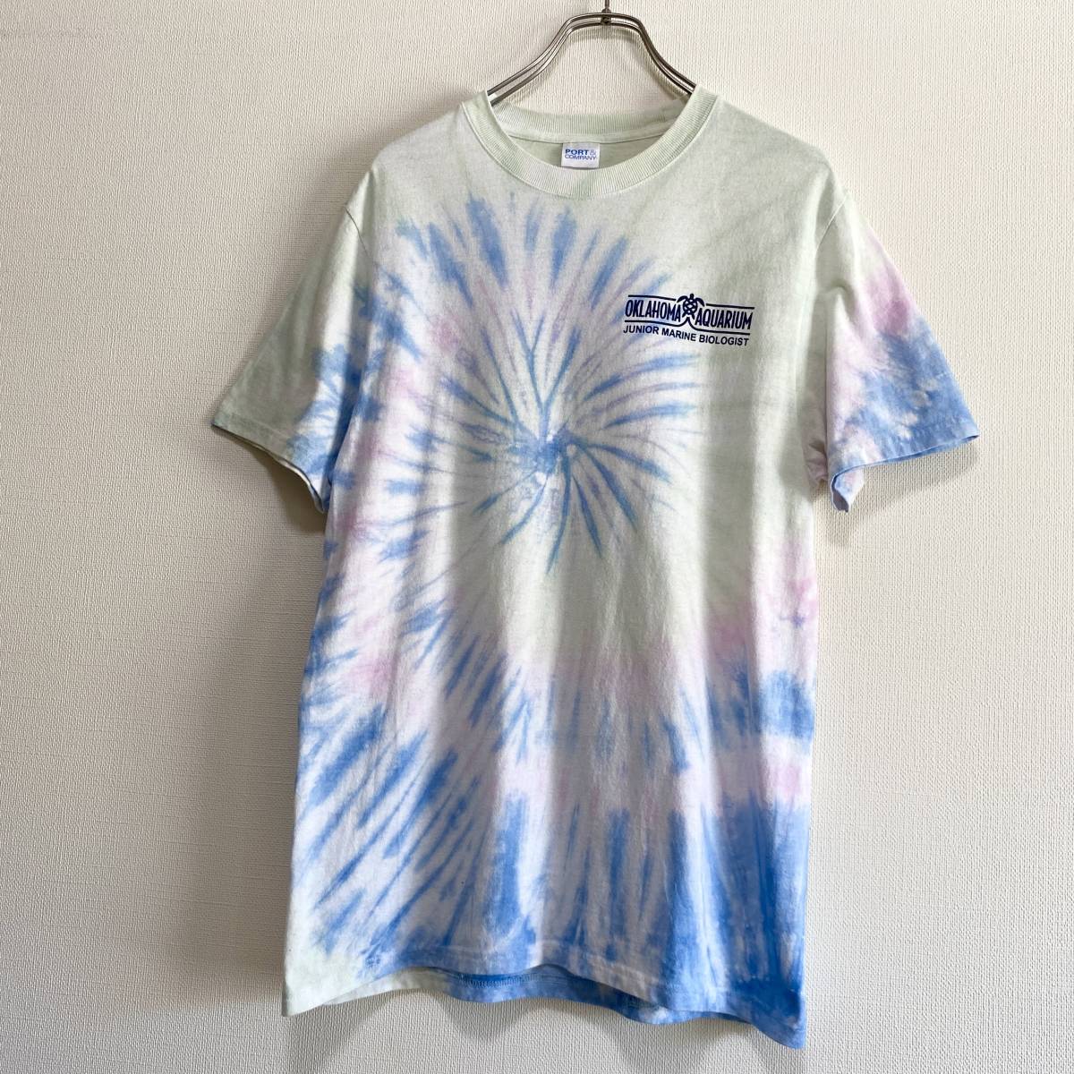 アメリカ古着 タイダイ 半袖 Tシャツ 両面プリント スパイラル カラフル フェス Sサイズ コットン 【P91】拍卖