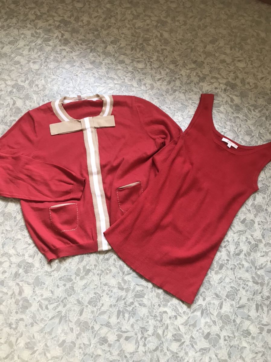 ポールカ PAULE KA アンサンブル リボンラインデザイン カーディガン × タンクトップ セット拍卖