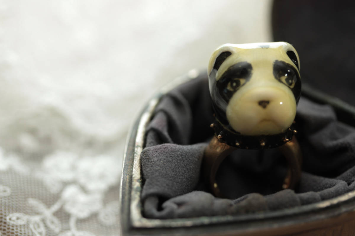 *SALE\5555== \2500*ワンちゃんパンダ柄ブルドッグリング拍卖