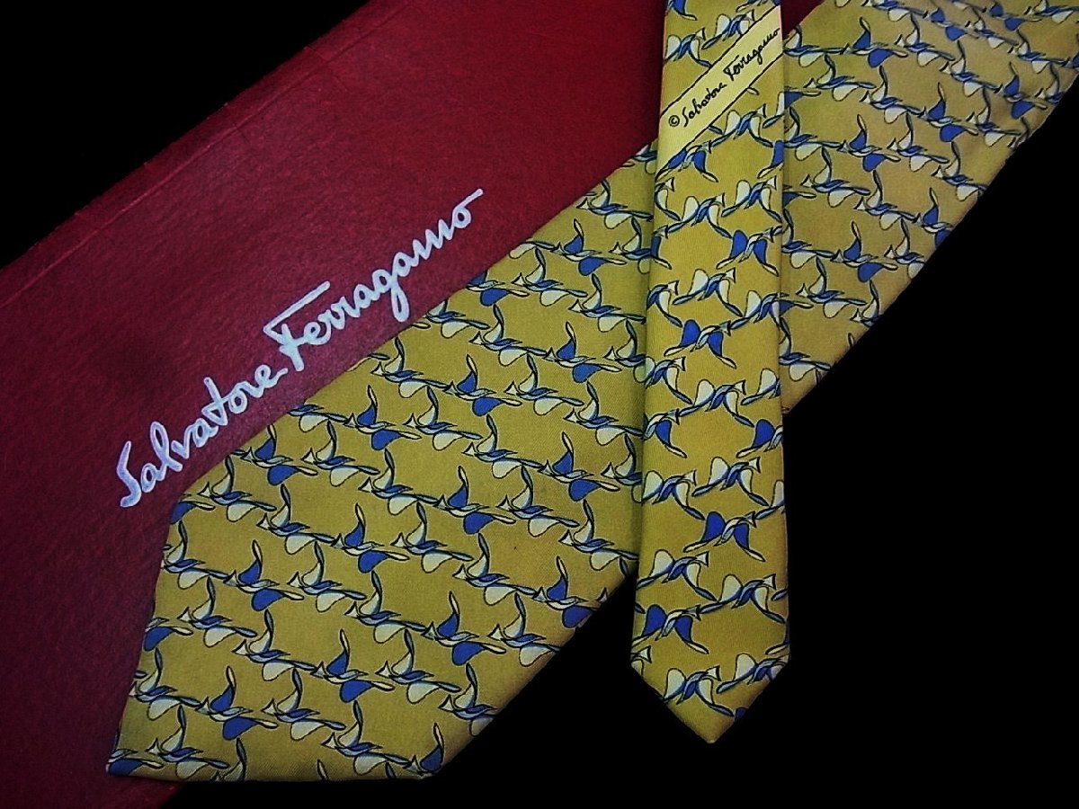 ♪今週の特売980円~♪1195♪状態並品【Ferragamo】フェラガモ【鳥 動物 柄】ネクタイ♪拍卖