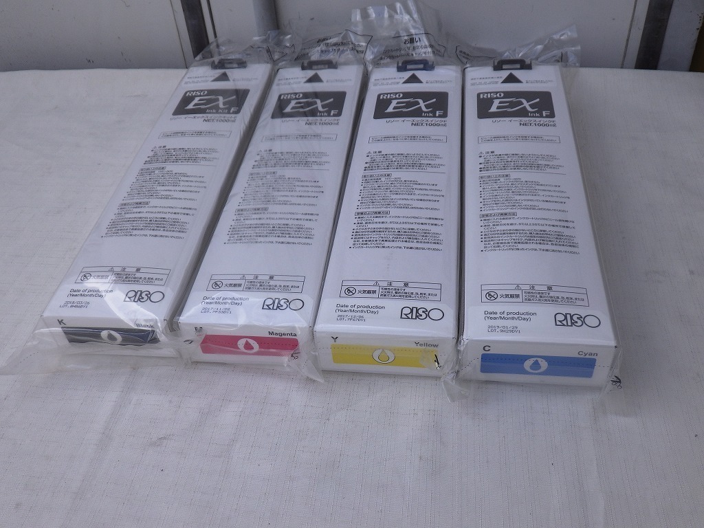 T■送料無料!RISO EXインク 純正未使用品 EXインクF 4色セット!1000ml 大容量タイプ 対応機種:EX9050/9000 EX7250/7200【K0928W6】拍卖
