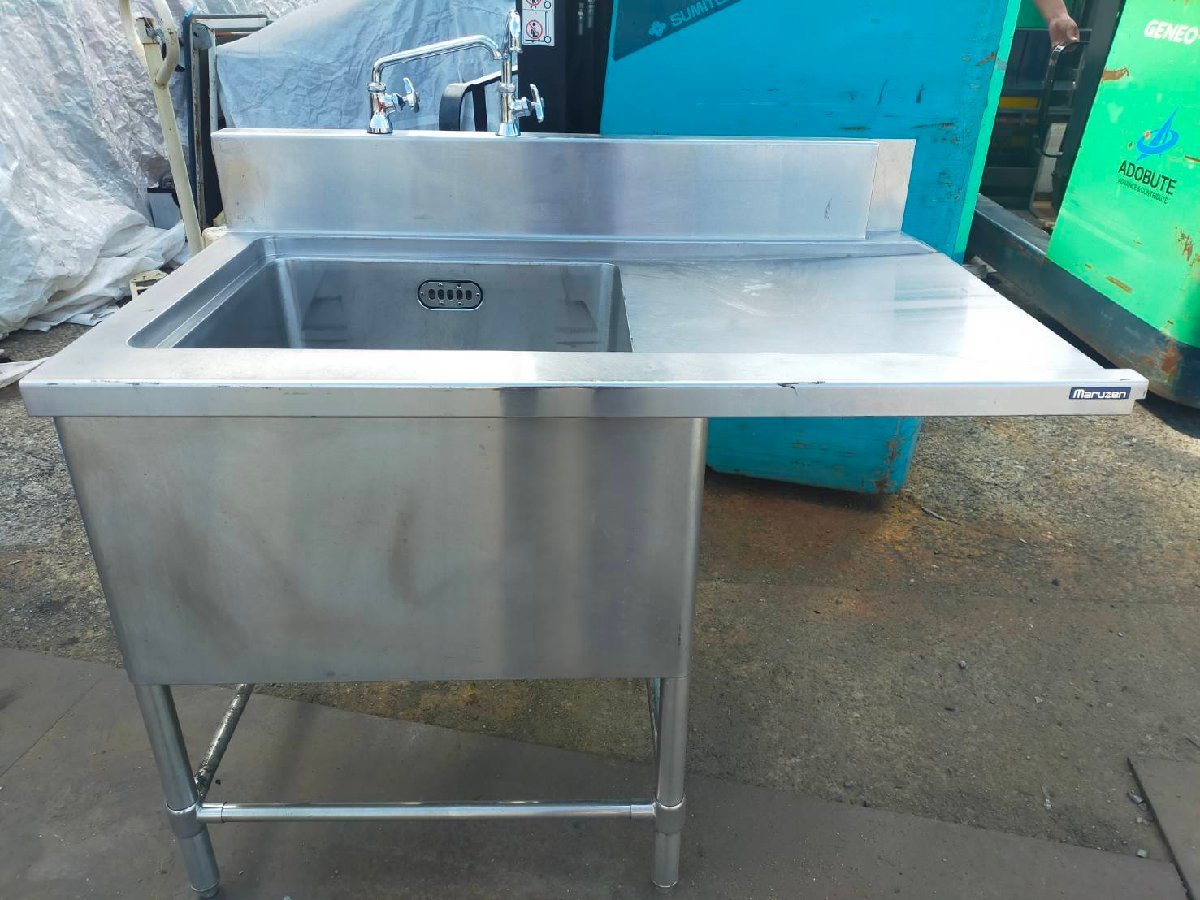 T◆ステンレス1槽シンク 水栓2本!(作業台)調理台付き W116× D68× H108 業務用流し台 厨房/お祭り/現場【C0802Z11BH】拍卖