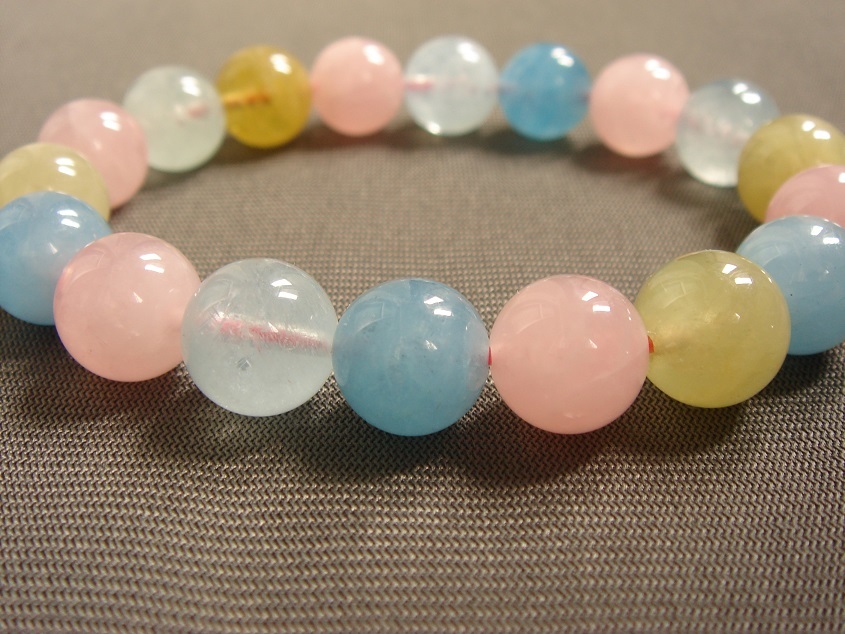 ☆風水,お守り,天然5A級モルガナイトモルガン石ブレスレット11mmA2拍卖