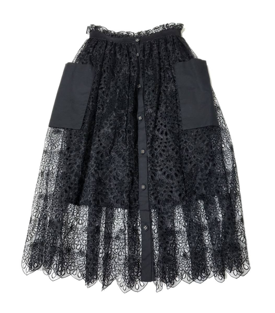 新品 定価13.2万 ALBINO TEODORO レーススカート 黒 イタリア アルビーノテオドロ拍卖