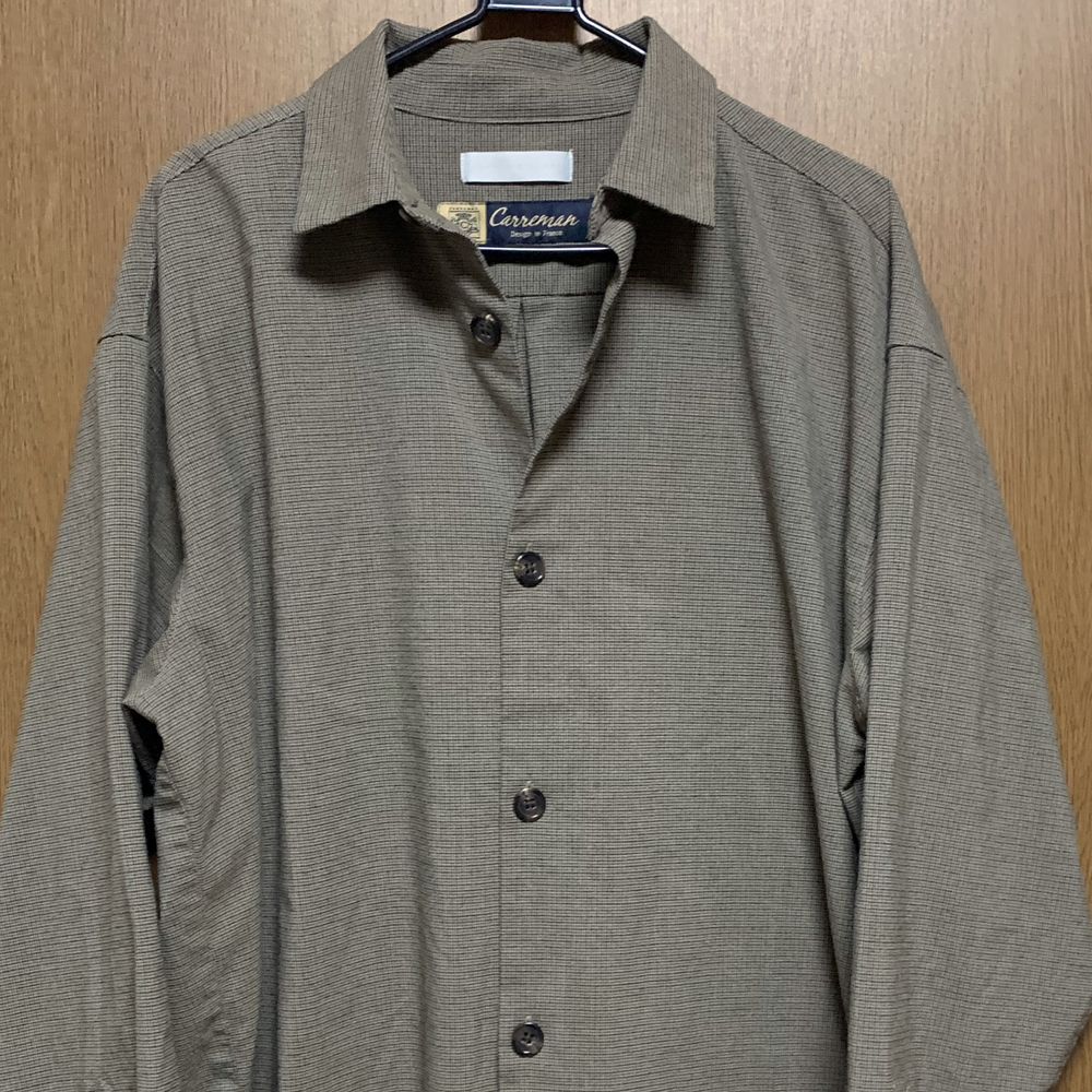 M SENCE OF PLACE CARREMAN / センスオブプレイス ポリ/レーヨン キャリーマン チェックシャツ ストレッチ素材 ワイド拍卖