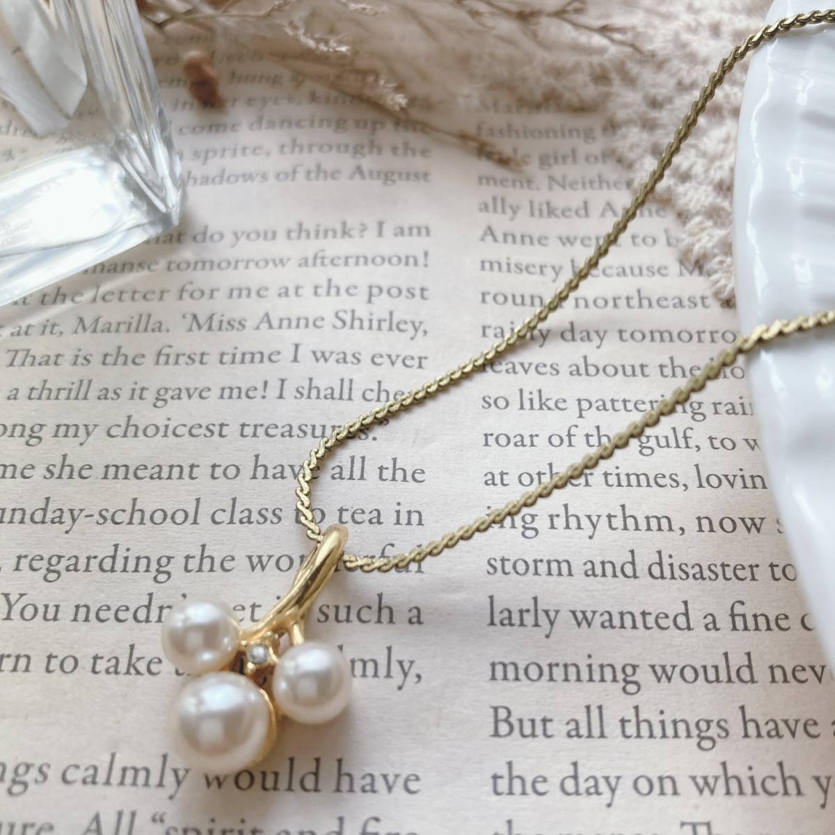 ヴィンテージネックレス パールダイヤネックレス フェイク ゴールド ストーン 高見え フォーマル☆Vintage jewelry accessories A423拍卖