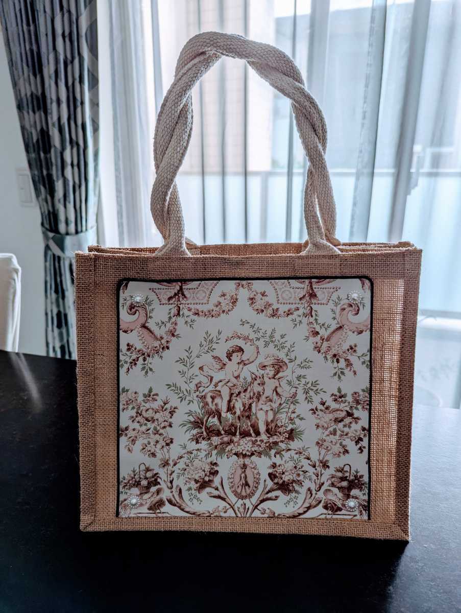 手作り★ジュートバックハンドメイド★無印良品★アレンジ★B5サイズ★トワルドジュイ天使拍卖