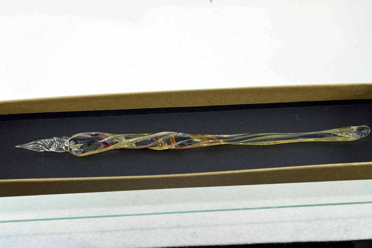 作家創作*新作アート*ガラスペン 細密インク吸収10の溝 描きごごち追及 書く楽しみ 11183-487 簡単筆洗いで多色描きに超便利 拍卖