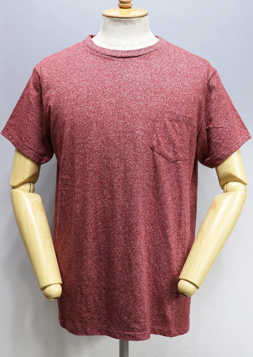 Velva Sheen (ベルバシーン) Mock Twist Tee / クルーネック モックツイストTシャツ ポケット付き 美品 バーガンディ size L拍卖