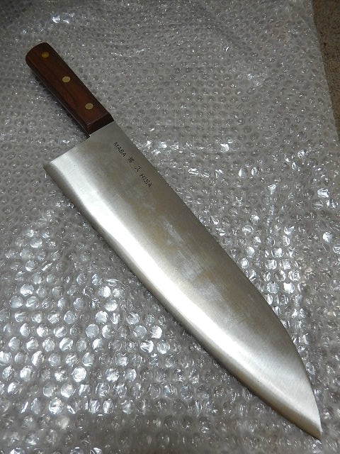 雅久包丁【未使用品・送料無料(^^ゞ】 刃渡り300mm、全長430mm、巾広牛刀 _/_/ 交渉OK、匿名OK! _/_/ #和包丁 #大出刃 #牛刀拍卖