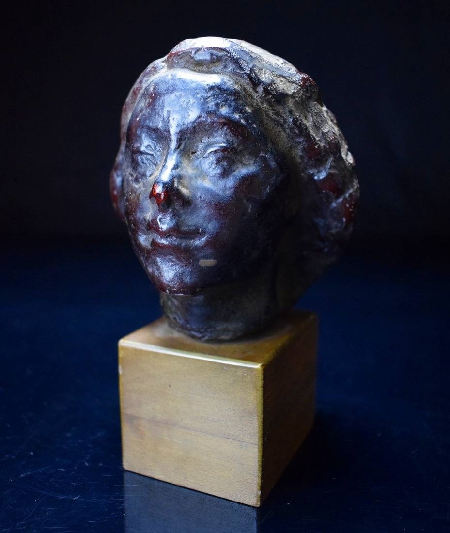 彫刻家【加藤顕清】ブロンズ銅『顔』美人頭像 置物 師)高村光雲.白井雨山拍卖