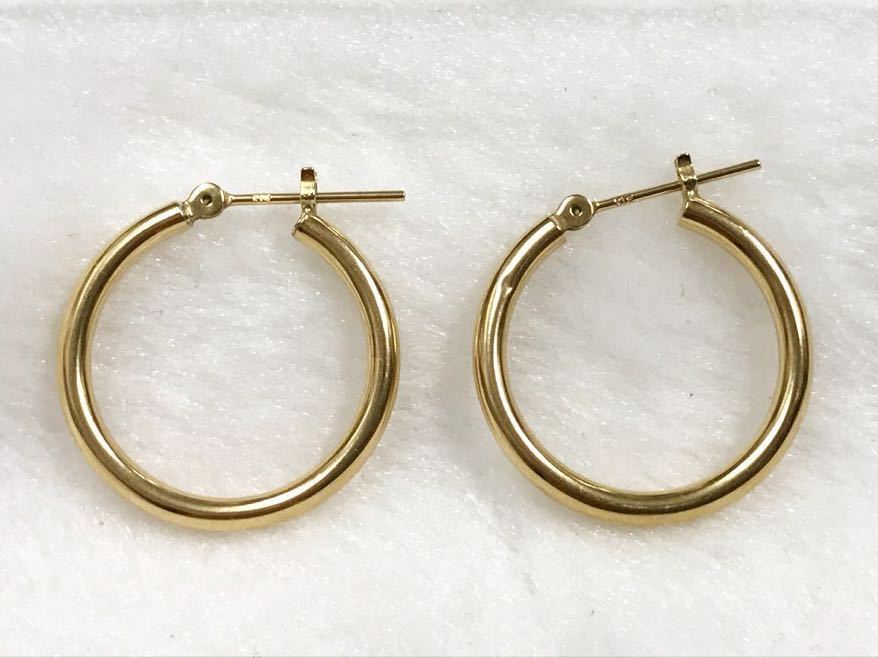 k18 フープ ピアス 両耳分 (1セット) 輪っか リング デザイン 18金 中古拍卖