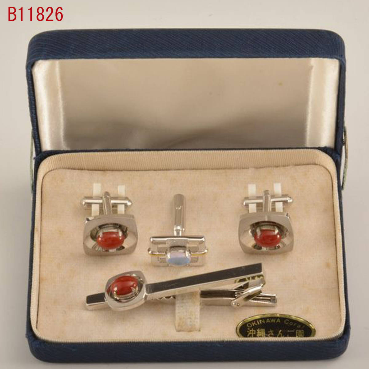 B11826 沖縄さんご園 血赤さんごタイピンセット他1:真作拍卖