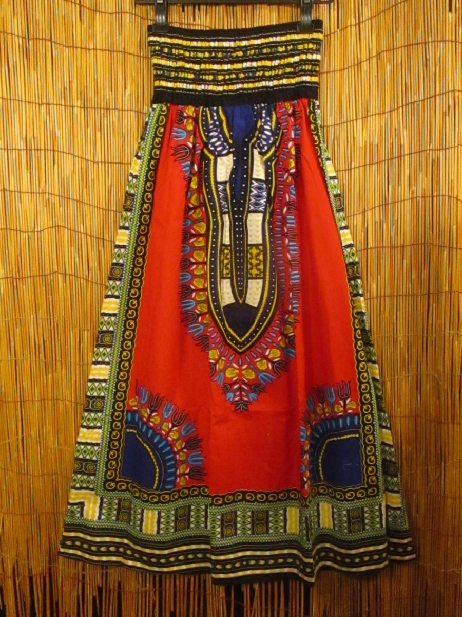 ⑦新品*コットン素材*ダシキ*アフリカンプリント*2WAY*ロングスカート拍卖